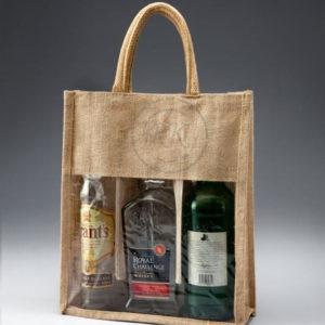 Large Capacity Hessian 3 bottle Wine Carrier Bags for Gifting Purpose