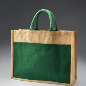 jute shopping bag cane with front pocket