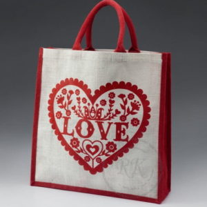 jute shopping big with love print