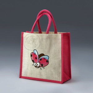 jute toy bag butterfly print