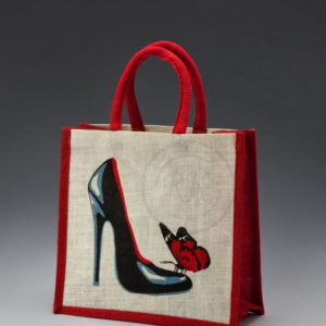 jute toy bag shoe print