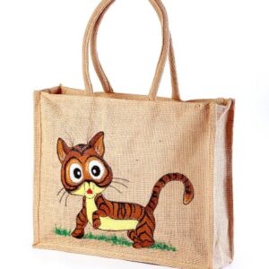 Jute hand painted bag save animal