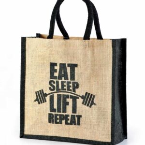 Jute Shopping Bag Two Side Black Printed