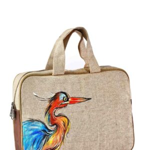 Jute Conference Hand Bag with Colorful Bird Printed