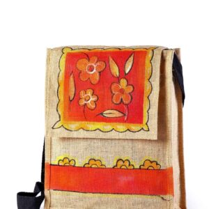 Jute Conference shoulder bag Orange Printed