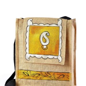 Jute Conference shoulder bag Yellow Printed