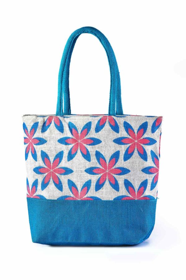 Jute Fashion bag Printed Blue