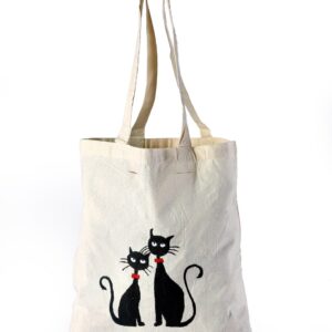 Cotton Beach Bag BlackCat Printed