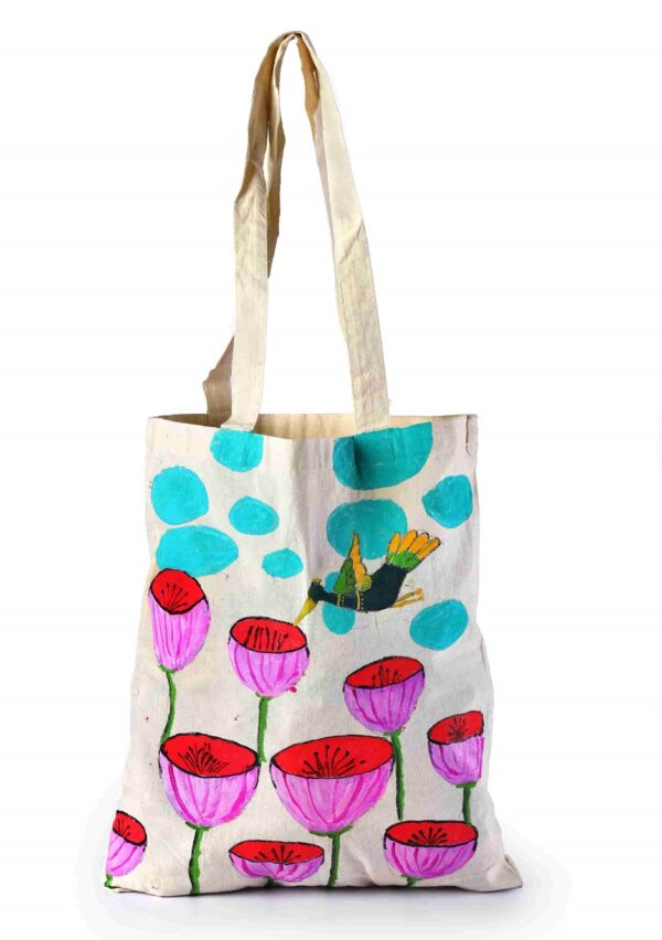 Cotton Beach Bag Bird Flower Printed