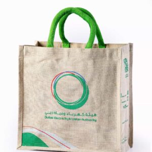 Jute Promotional Bag With Green Handle